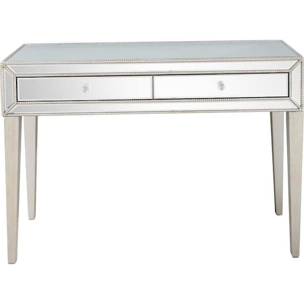Camden Isle Alice 48 in. Silver Rectangle Mirrored Glass Console Table with Drawers