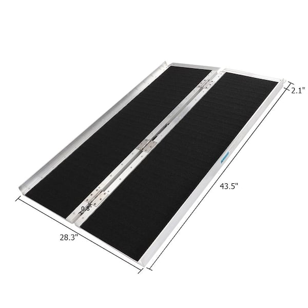 Karl home 4 ft. 48 in. x 28 in. Portable Aluminum Non-skid Multifold Wheelchair Ramp Mobility Scooter Carrier
