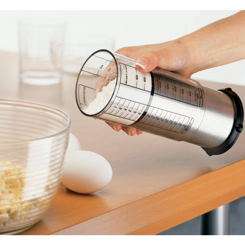 Adjustable 2-Cup Satin Finish Plastic Measuring Cup