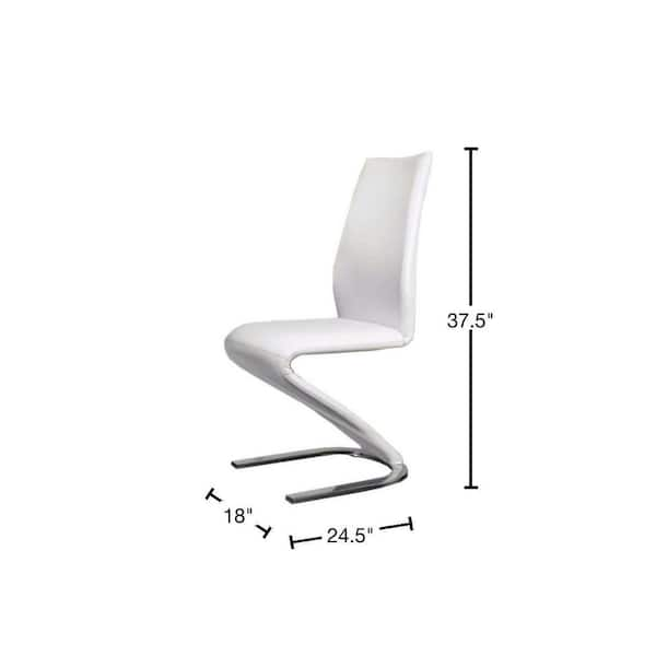 Benjara Contemporary White Z Shaped Side Chair Set of 2 BM131310