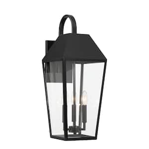 24.25 in. Black Outdoor Hardwired Wall Lantern Sconce with No Bulbs Included