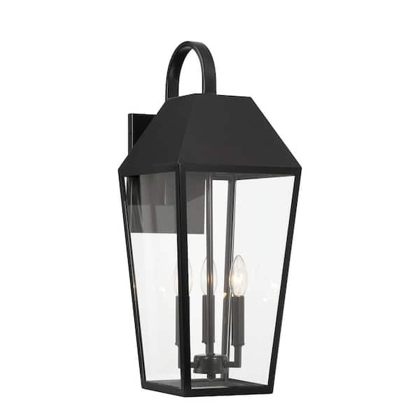 Easylite 24.25 in. Black Outdoor Hardwired Wall Lantern Sconce with No Bulbs Included