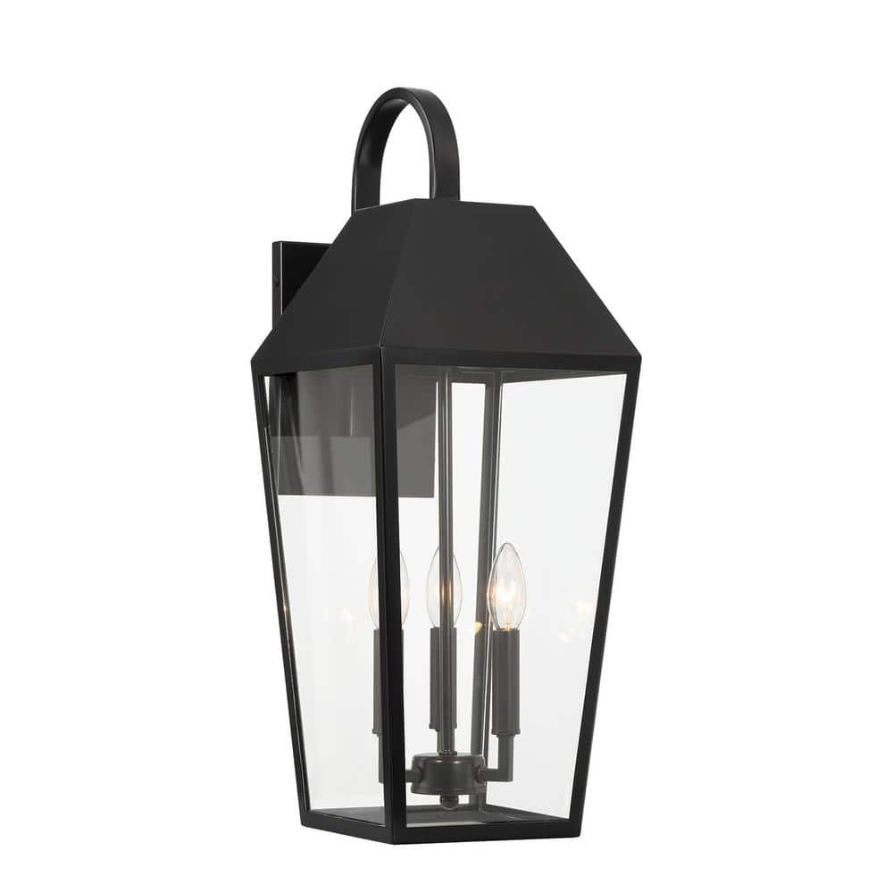 24.25 in. Black Outdoor Hardwired Wall Lantern Sconce with No Bulbs Included price history on PriceWatchPro