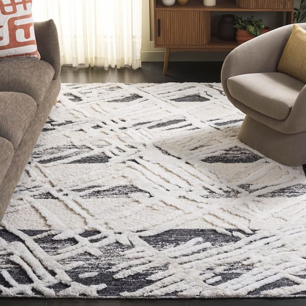 Tribeca 6 ft. x 9 ft. Gray/Ivory Abstract Crosshatch Area Rug