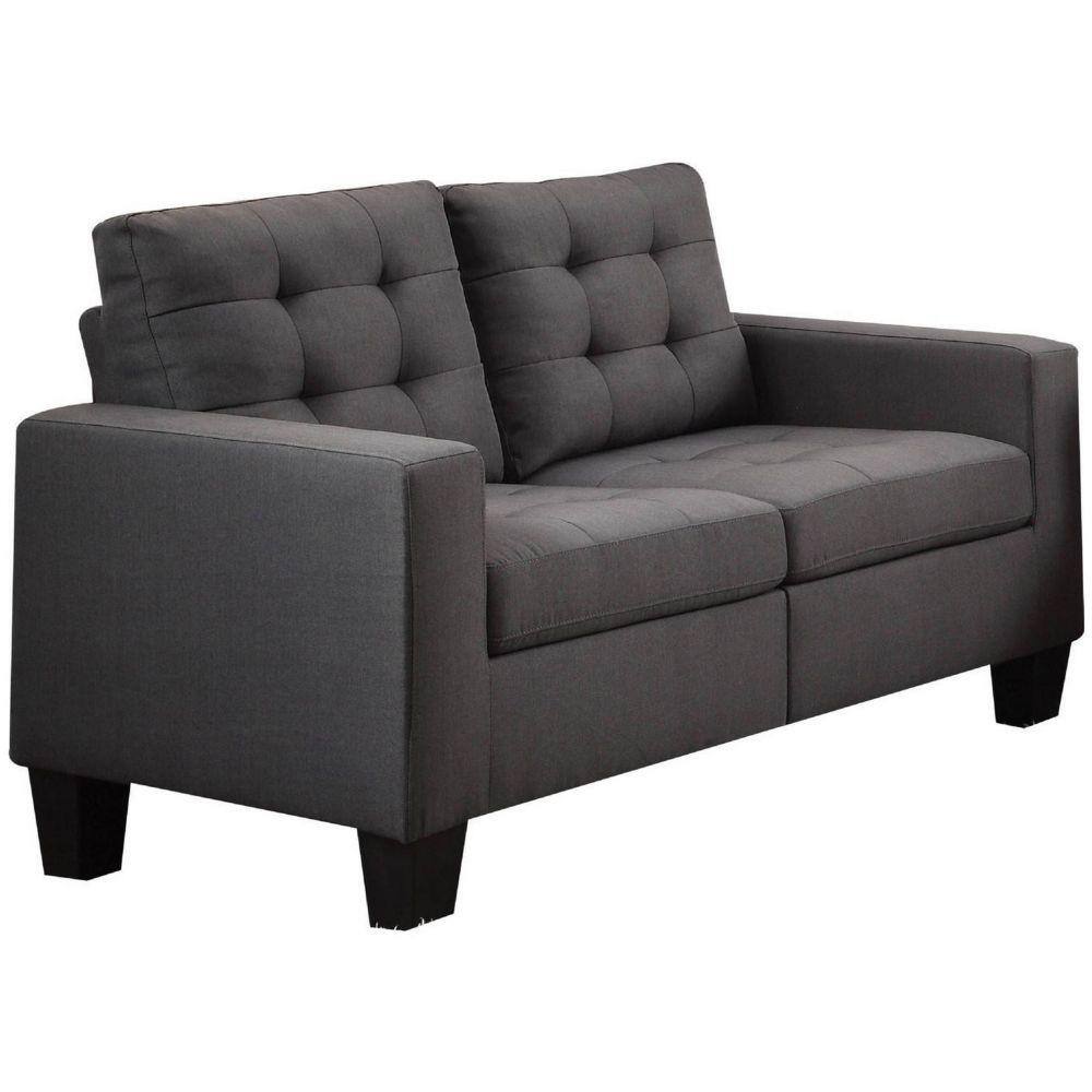 Gray Benjara Sectional with Tufted Fabric Upholstered Seats 