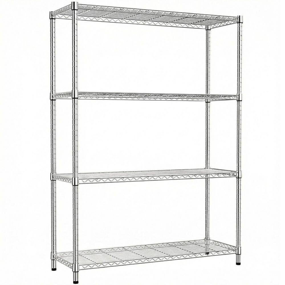 45.3 in. W x 59.4 in. H x 15.8 in. D Metal Rectangular 4-Tier Shelf, Heavy-Duty Wire Rack Shelving Unit in Chrome price history on PriceWatchPro