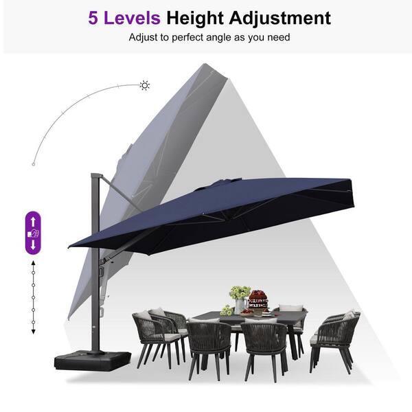 PURPLE LEAF 11 ft. Square Patio Umbrella Aluminum Large Cantilever