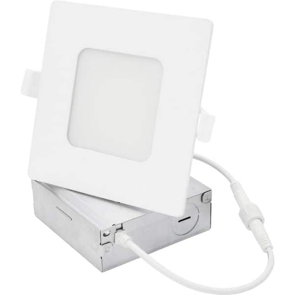 Sunlite 4 in. Square Dimmable Recessed Slim LED Selectable 27K/30K/35K/40K/50K Color 650 Lumen Energy Star White Downlight