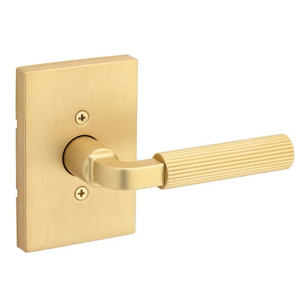 Mirada Satin Brass Rectangle Half Dummy Door Handle with Microban Antimicrobial Technology