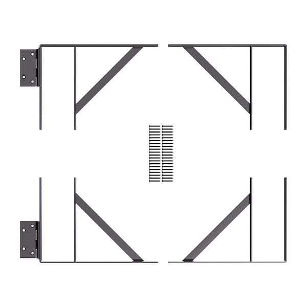 Heavy-Duty Steel Gate Hardware Kit in Matte Black (Fits Gates 26 in. to 60 in. W)