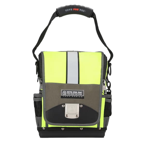 VETO PRO PAC 11 in. Small Hi-Viz Yellow Nylon Tool Pouch Pen Knife Pliers Screwdriver Wrench Utility Knife Tape Measure Drill Holder