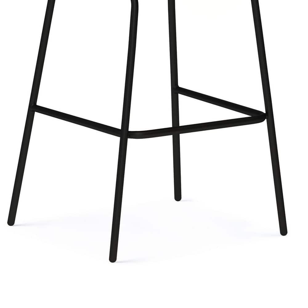 Contemporary Camel Brown Faux Leather Counter Stool with Black Metal Base