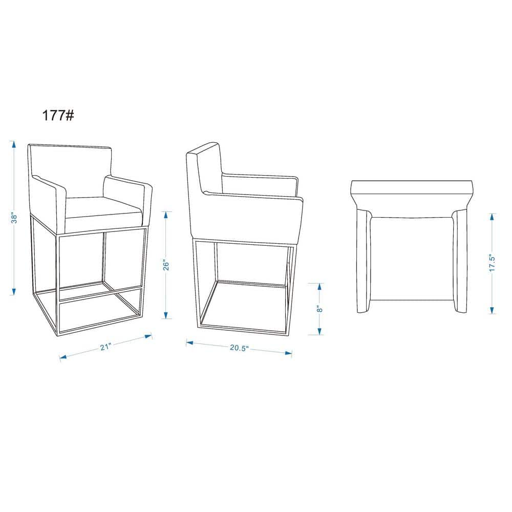 Modern Glam Grey and Black Leather Metal Counter Stool Set