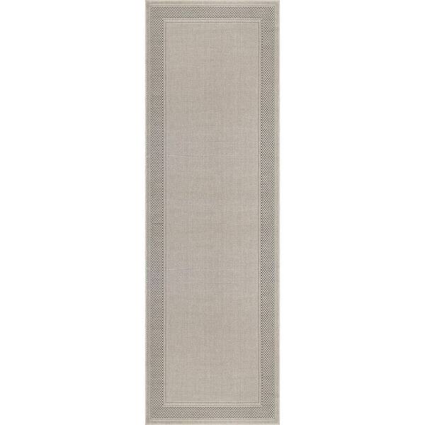 Coastal Beige 2 ft. x 7 ft. Bordered Washable Easy Jute Modern Indoor Outdoor Area Rug