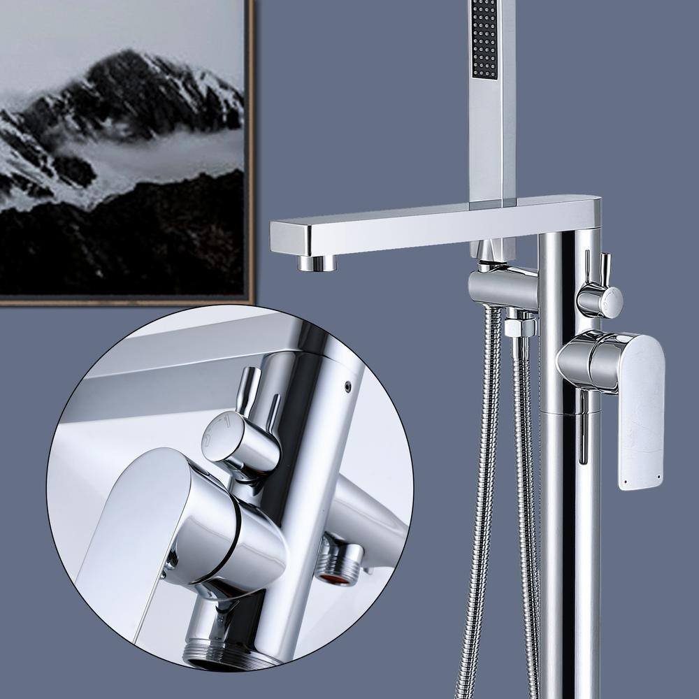 Chrome Freestanding Tub Filler with Lever Handle