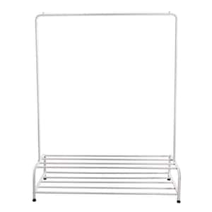 White Metal Garment Clothes Rack with Shelves 47 in. W x 62 in. H