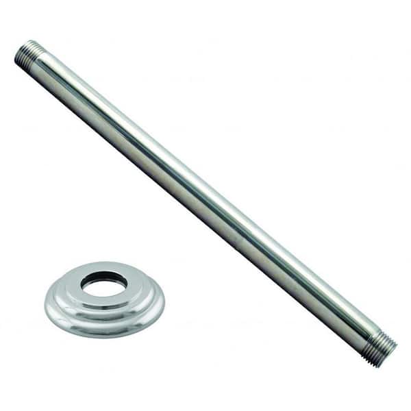 Westbrass 1/2 in. IPS x 12 in. Round Ceiling Mount Shower Arm with Flange, Polished Chrome