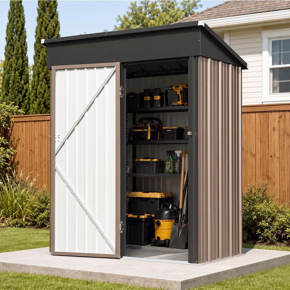 Sizzim 5 ft. W x 3 ft. D Storage Metal Shed with Subfloor Channels