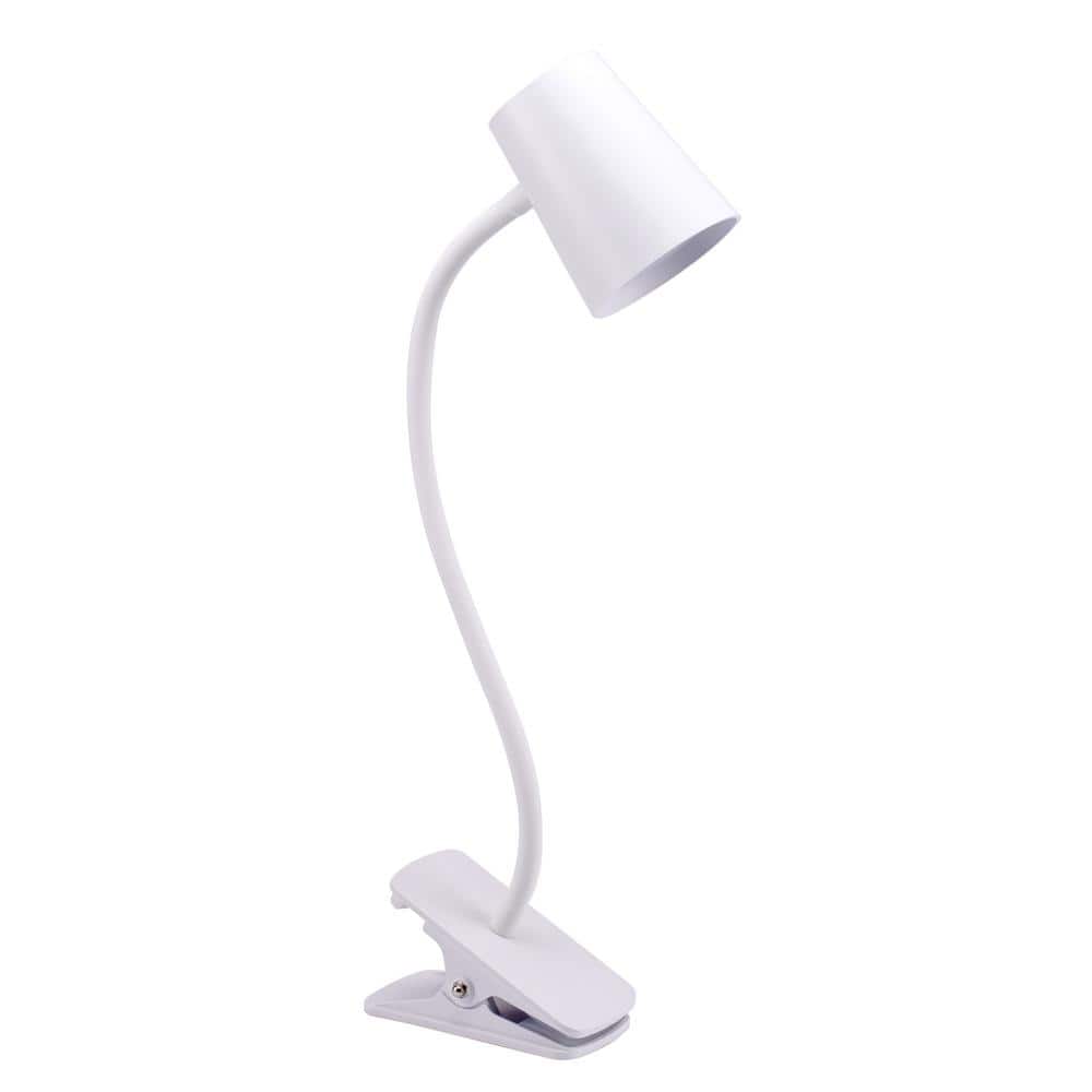 Compact Adjustable White LED Clip-on Desk Lamp with Touch Control