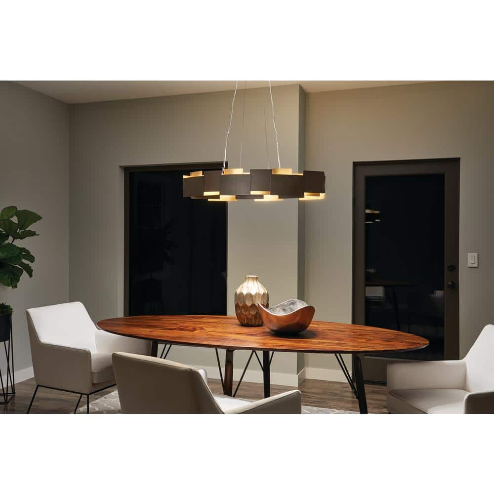 Satin Nickel LED Ambient Drum Chandelier with White Shade
