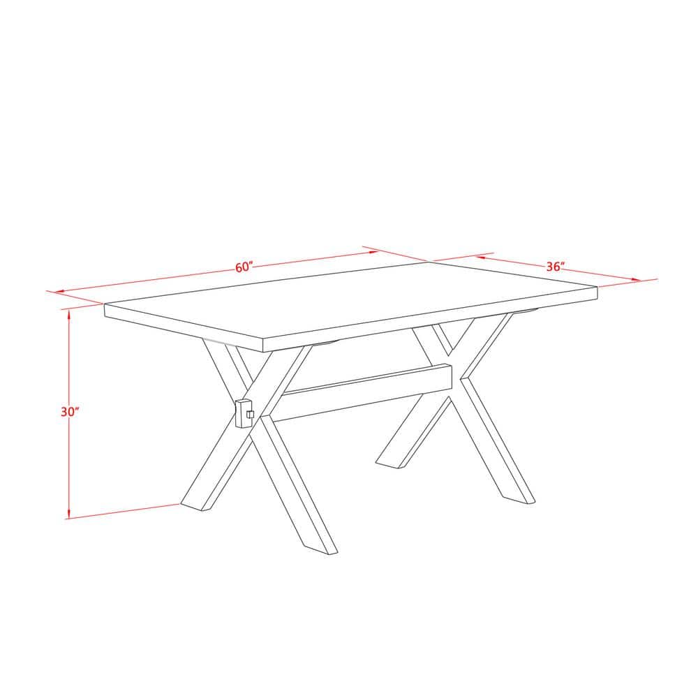 7-Piece Black and Cement Dining Set with X-Style Table