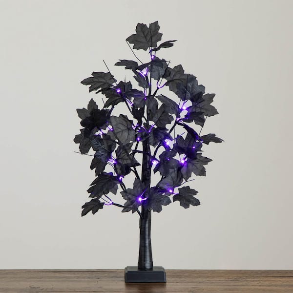 Nearly Natural 2 ft. Pre-Lit Artificial Halloween Black Maple Tree