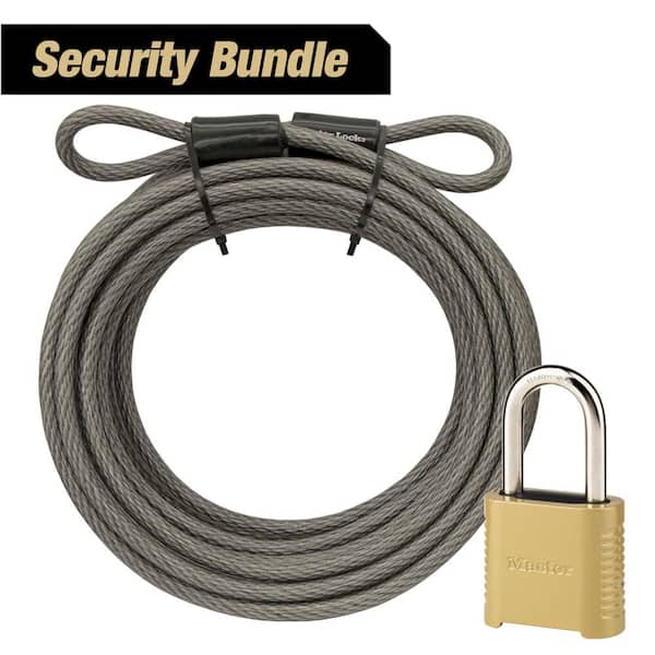 Master Lock 30 ft. Looped End Steel Cable with Resettable Outdoor Combination Lock (Bundle Pack)