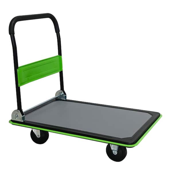 Heavy Duty Folding Tray, Utility Flatbed Cart, 660 lb Capacity Platform Hand Truck with Swivel Wheels for Loading