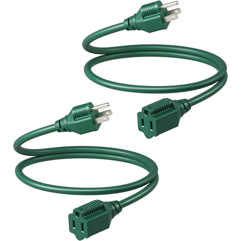 DEWENWILS 2-Pack 3 ft. 16/3 SJTW Indoor/Outdoor Extension Cord with 3 ...