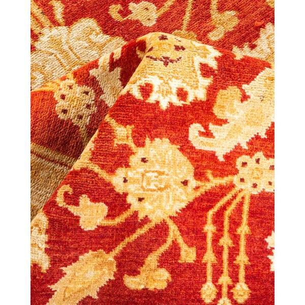 Eclectic Orange 4 x 6 Floral Wool Indoor Area Rug