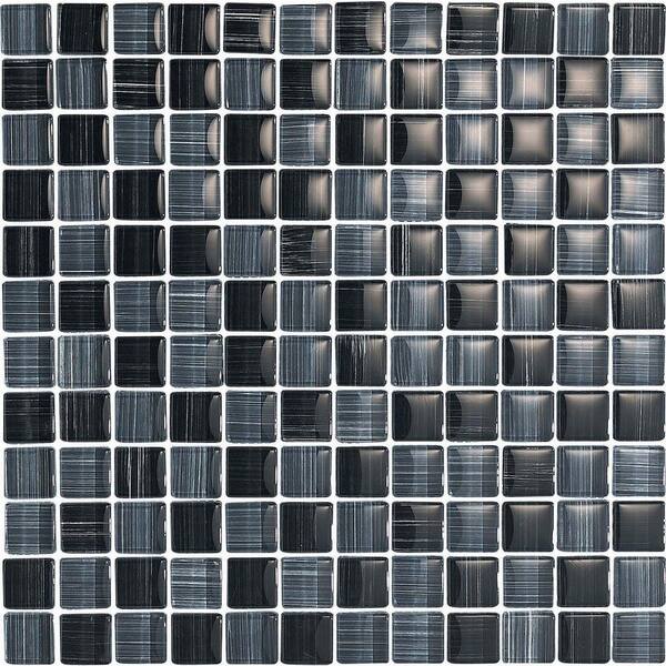 Epoch Architectural Surfaces Brushstrokes Nero-1501 Mosaic Glass Mesh Mounted - 4 in. x 4 in. Tile Sample-DISCONTINUED