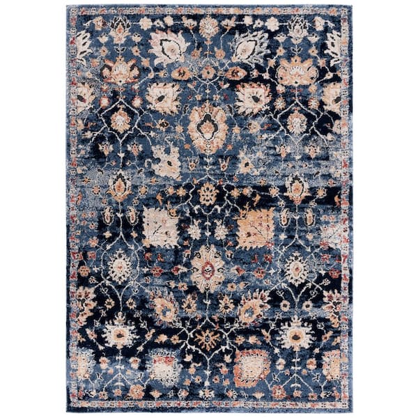 Luna 4 ft. x 6 ft. Navy/Blue Abstract Ornate Area Rug