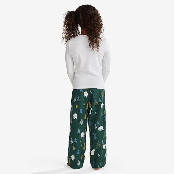 The Company Store Company Cotton Family Flannel Polar Bear Forest Kids  Toddler 4T Forest Green Solid Top Pajama Set 60016 - The Home Depot