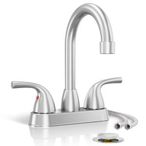 Brushed Nickel double handle Bathroom Faucet 4 in. Centerset, 2 or 3 Hole Deck Plate Bathroom Sink Faucet