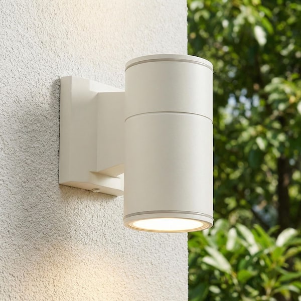 6.5 in. 1-Light Modern White Outdoor Cylinder Wall Lantern Sconce Small Wall Mount Down Light for Entry and Garage