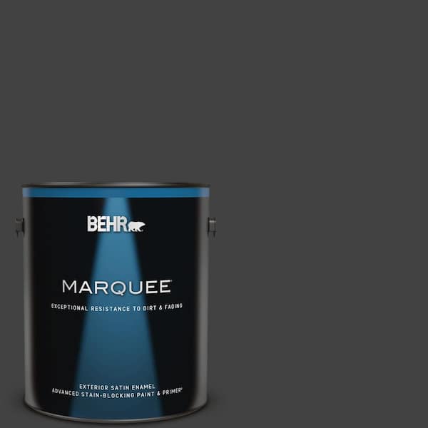 BEHR MARQUEE 1 gal. #BNC-38 Spade Black Satin Enamel Exterior Paint & Primer