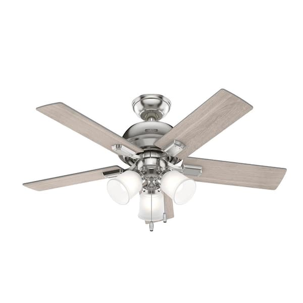 Hunter Crystal Peak 44 in. Indoor Brushed Nickel Ceiling Fan with Light Kit Included