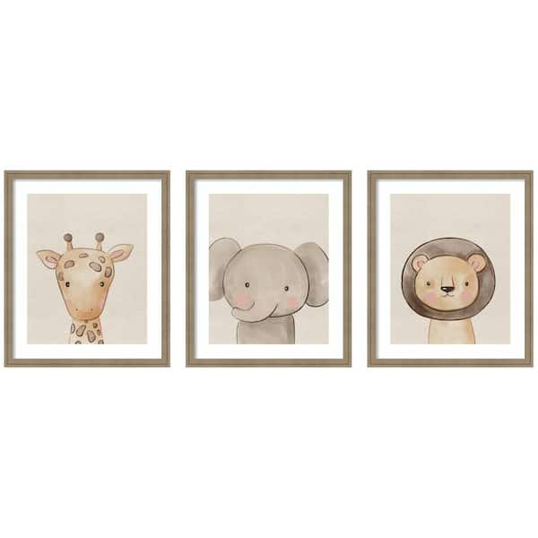 3 Piece Florence "Baby Animal Portrait" by The Creative Bunch Studio Animals Framed Art Print Set 26 in. x 69 in.