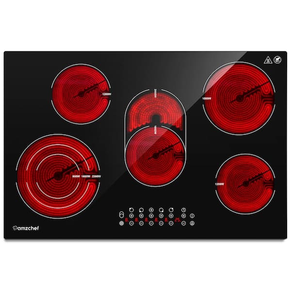 30 in. 5 Elements Electric Cooktop in Black With 4 Burners, 9 Heating Level, Timer and Safety Lock, Sensor Touch Control