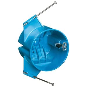 18 cu. in. New Work PVC Blue Round Ceiling Electrical Box with Ground Lug