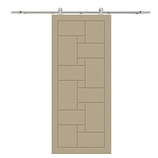 CALHOME 36 in. x 80 in. Unfinished Composite MDF Paneled Interior Sliding Barn Door with Hardware Kit