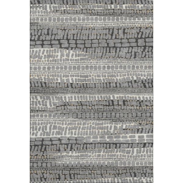 Mayfield Premium Machine Washable Abstract AMF2540 Gray 3 ft. x 5 ft. Area Rug