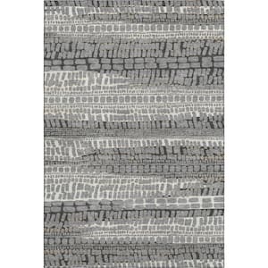 Mayfield Premium Machine Washable Abstract AMF2540 Gray 8 ft. x 10 ft. Area Rug