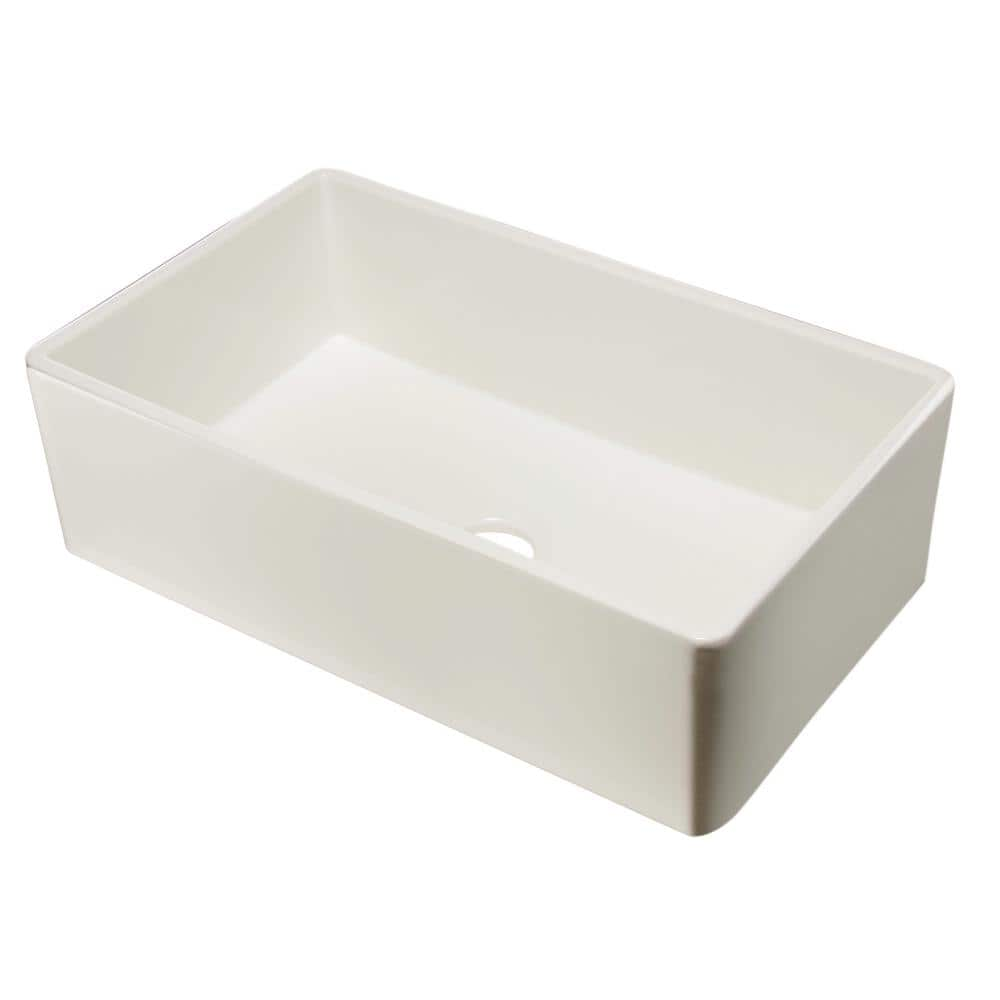 ALFI BRAND Smooth Farmhouse Apron Fireclay 33 in. Single Basin Kitchen ...