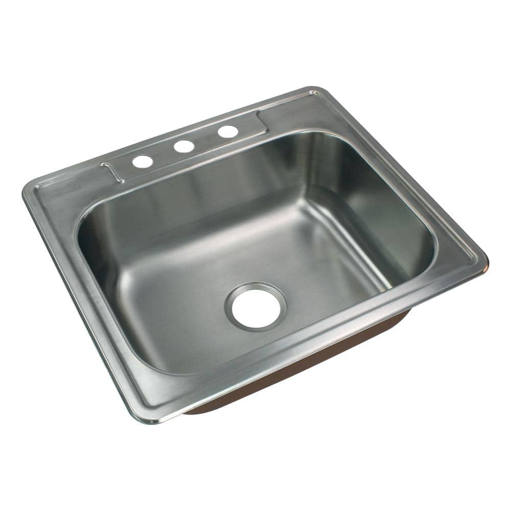 Classic 25'' Brushed Stainless Steel Single Bowl Drop-In Kitchen Sink