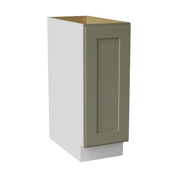 12 in. W x 24 in. D x 34.5 in. H Ready to Assemble Solid Wood Shaker Base Spice Rack Kitchen Cabinet in Sage Green