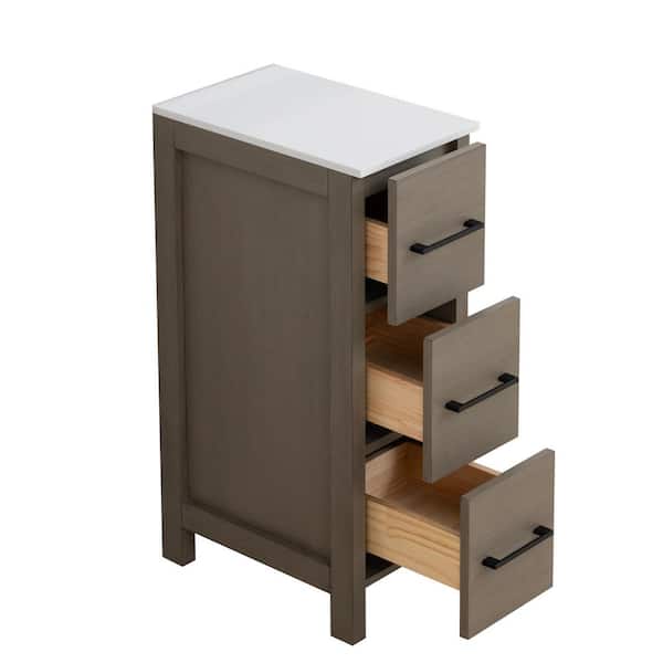 12 in. W x 18.5 in. D x 29 in. H Bath Vanity Cabinet without Top in Driftwood Gray with Engineered Marble Top