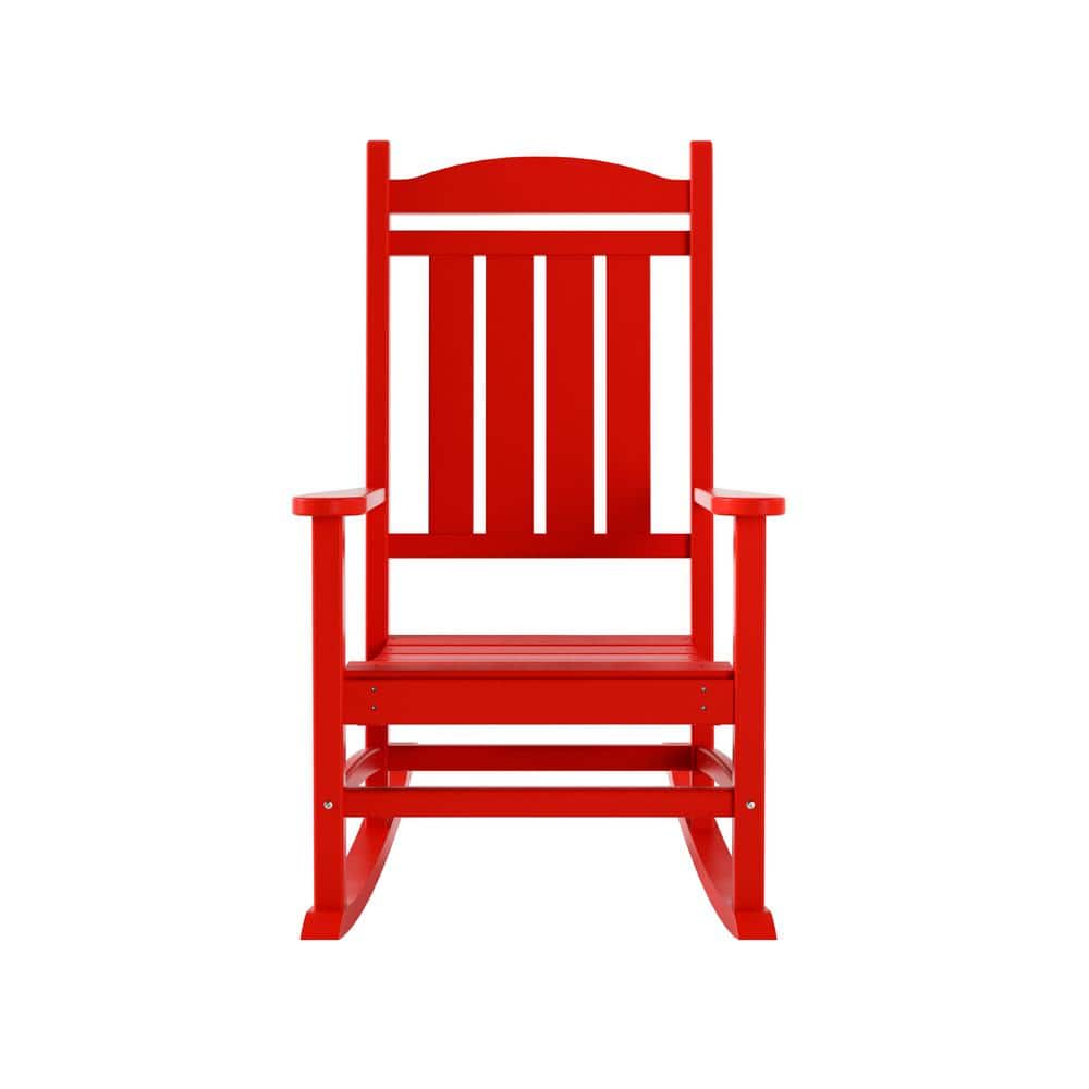 Laguna Red HDPE Traditional Rocking Chair with Arms