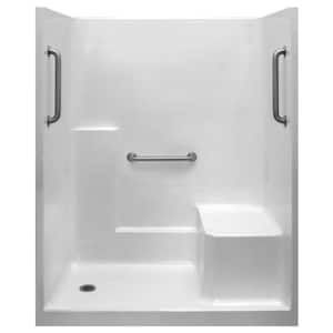 Liberty 60 in. x 36 in. x 77 in. AcrylX 1-Piece Shower Kit with Shower Wall and Shower Pan in White, 3 Loose Grab Bars