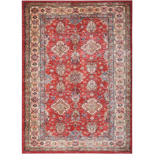 Nourison Fulton Red 5 ft. x 7 ft. Vintage Persian Traditional Area Rug